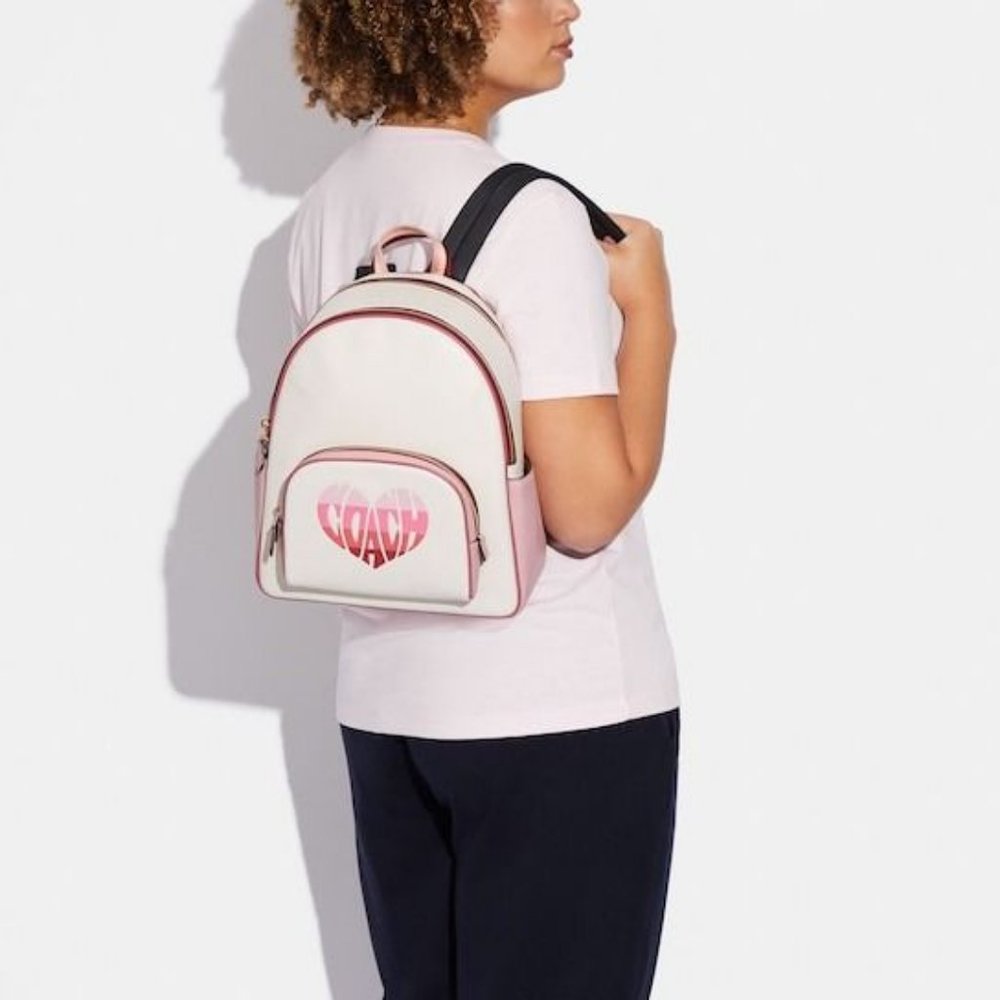 Coach Court Stripe Heart Motif Back Pack NWT Hard to Find! RARE! - Picture 4 of 5